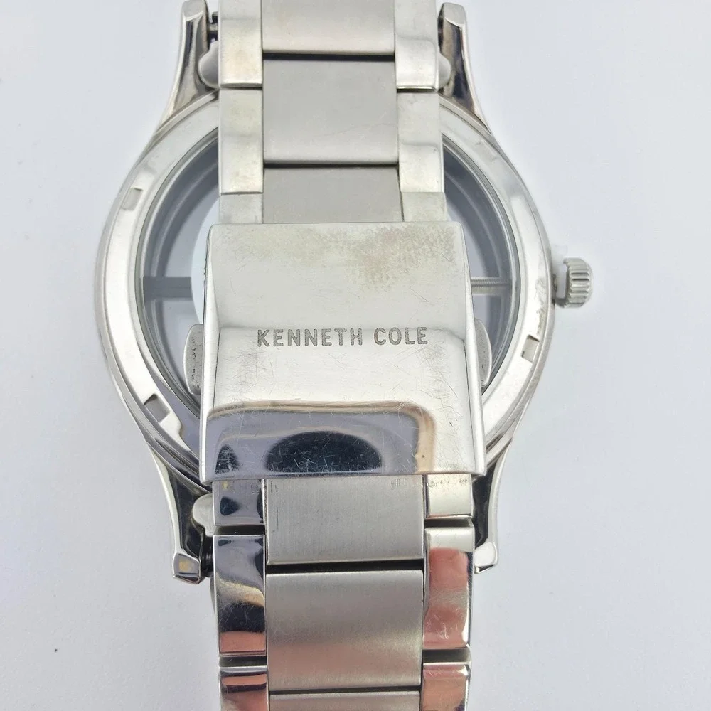 Rare!! KENNETH COLE NY Men's Watch KC50979006 Floating Dial Date St. Steel 8.75
